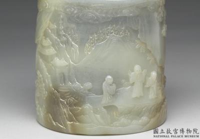 图片[2]-Jade brush holder illustrating the hu-his san-hsiao story, Ch’ing dynasty Ch’ien-lung reign (1736-1795)-China Archive